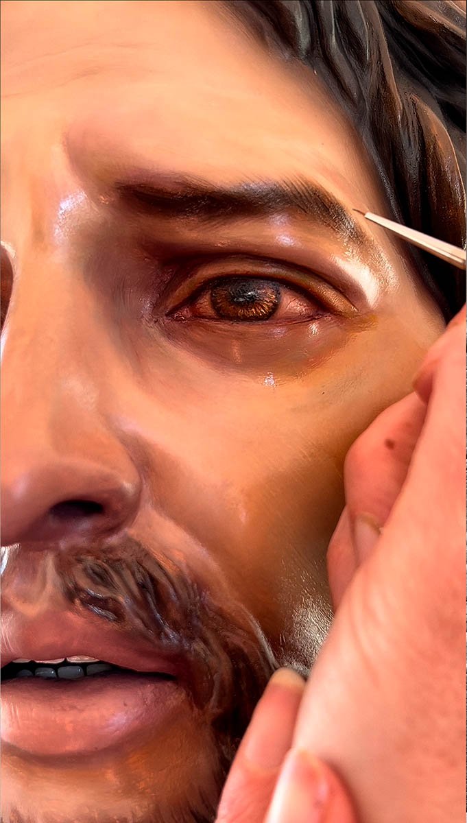 Detalle de policromía en un rostro